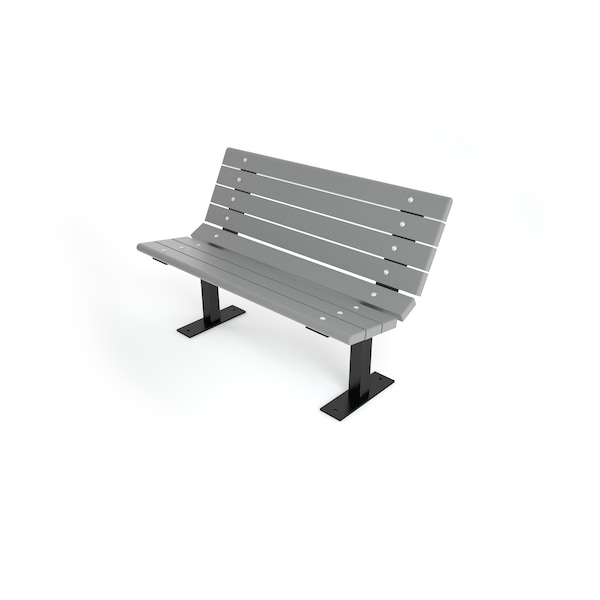 Gray 4' Contour Bench Surface Mount w/ Black Frame
